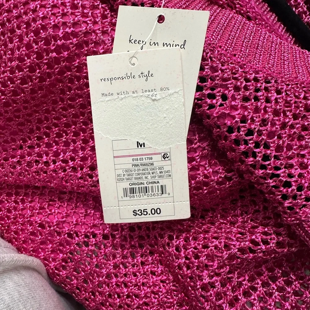 A New Day Women's mesh, sheer knit midi dress. Pink size medium - Picture 6 of 6
